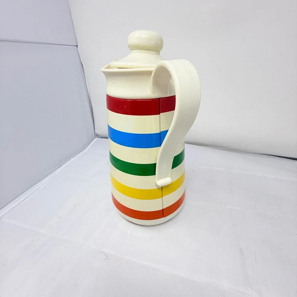 VTG Phoenix Rainbow Stripe Thermal Pitcher Coffee Beverage Carafe Thermos Lid